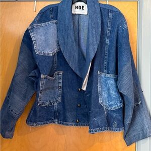 Vintage Patchwork Denim Jacket with Mixed Blue Tones
